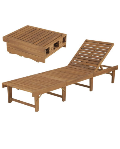 Chaise longue pliable Bois d'acacia solide | Mobilier & Déco