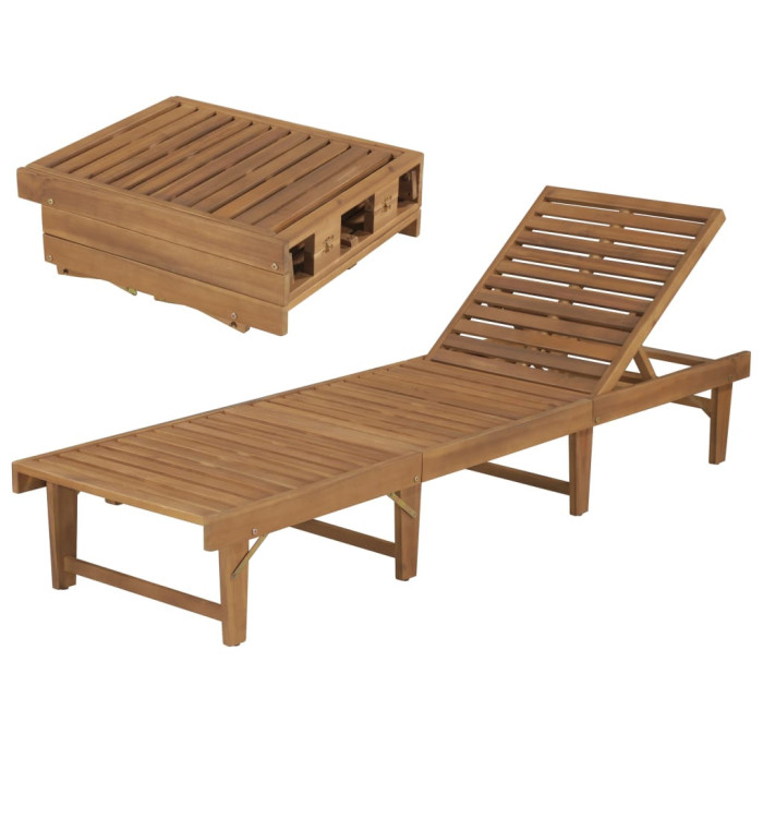 Chaise longue pliable Bois d'acacia solide | Mobilier & Déco
