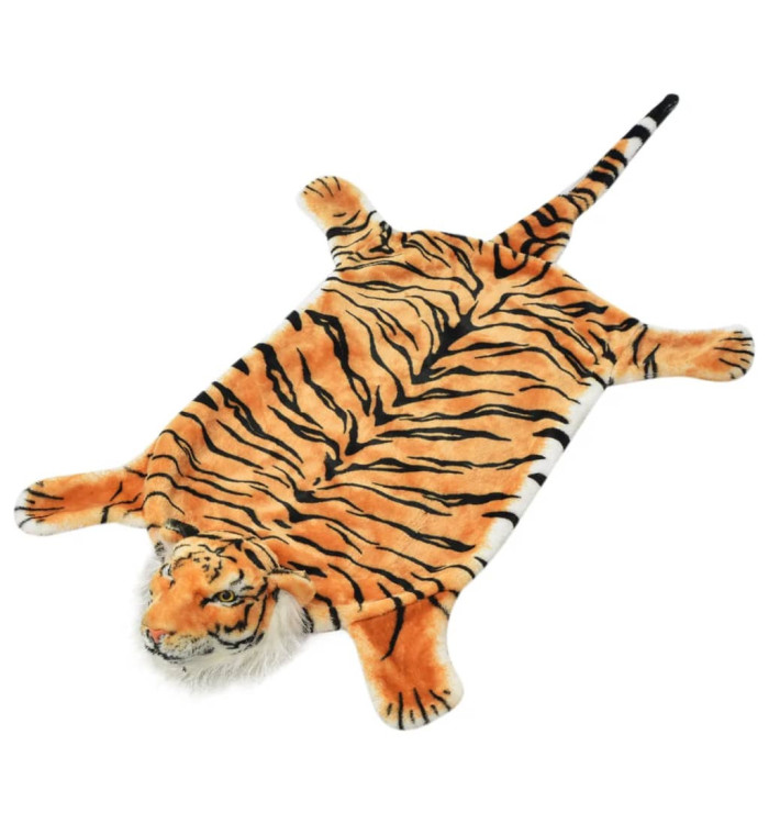 Tapis en peluche en forme de tigre 144 cm Marron | Mobilier & Déco