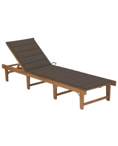 Chaise longue pliable avec coussin Bois d'acacia solide | Mobilier & Déco