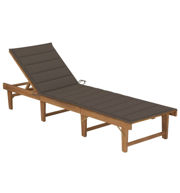 Chaise longue pliable avec coussin Bois d'acacia solide | Mobilier & Déco