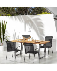 Chaises de jardin 4 pcs Acier et textilène Noir | Mobilier & Déco
