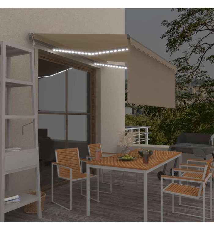 Auvent automatique store capteur de vent LED 3,5x2,5 m Crème | Mobilier & Déco