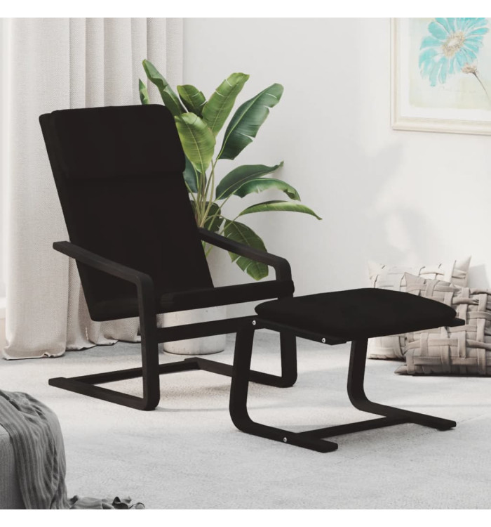 Chaise de relaxation avec repose-pied Noir Tissu | Mobilier & Déco