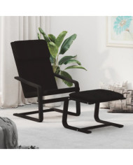 Chaise de relaxation avec repose-pied Noir Tissu | Mobilier & Déco
