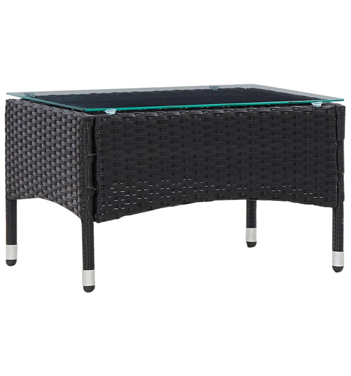 Table basse Noir 60x40x36 cm Résine tressée | Mobilier & Déco