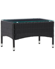 Table basse Noir 60x40x36 cm Résine tressée | Mobilier & Déco