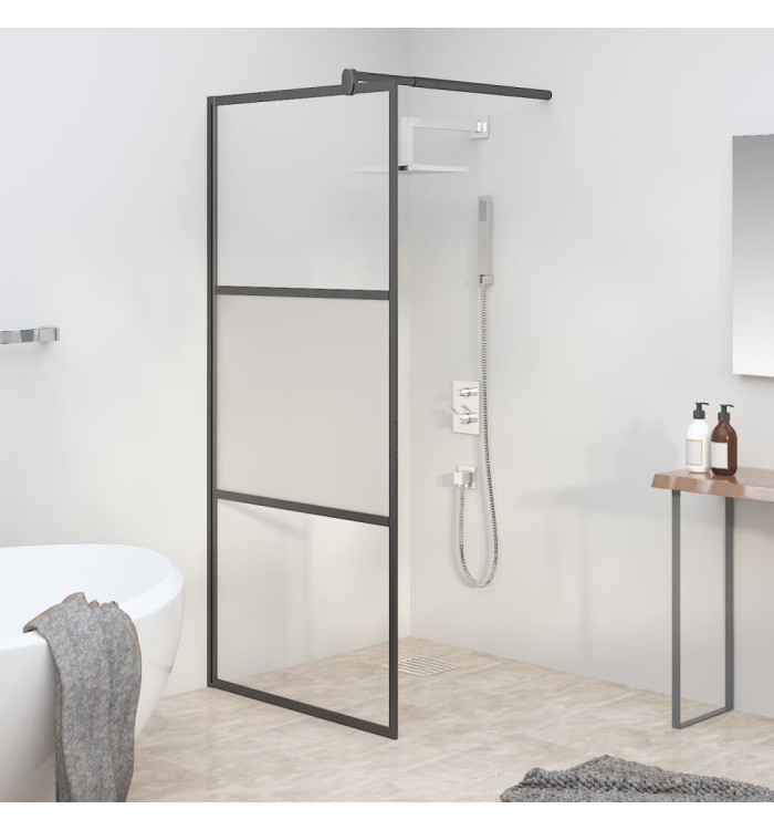 Paroi de douche 90x195 cm Verre ESG demi-dépoli Noir | Mobilier & Déco