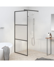 Paroi de douche 90x195 cm Verre ESG demi-dépoli Noir | Mobilier & Déco