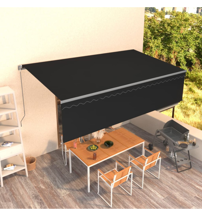 Auvent rétractable manuel avec store 5x3 m Anthracite | Mobilier & Déco