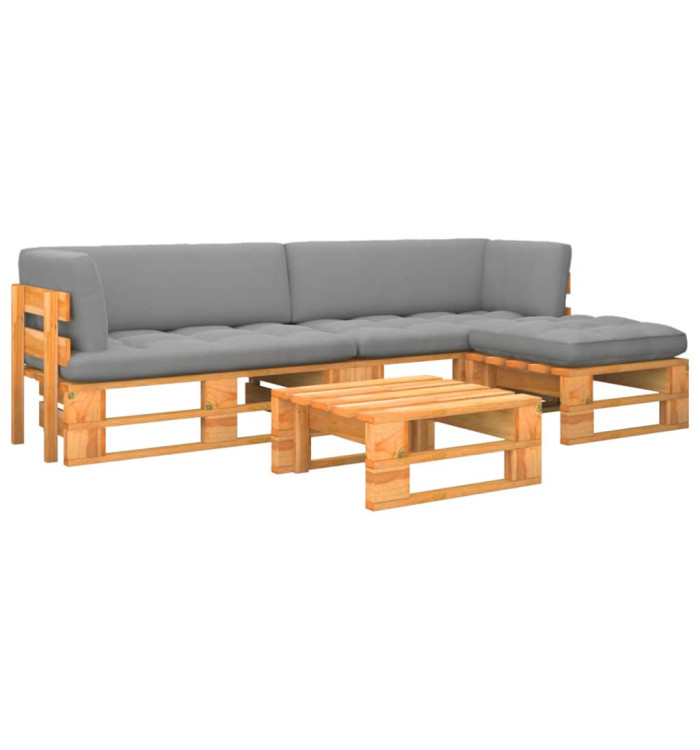 Salon de jardin palette 4 pcs Pin imprégné de marron miel | Mobilier & Déco