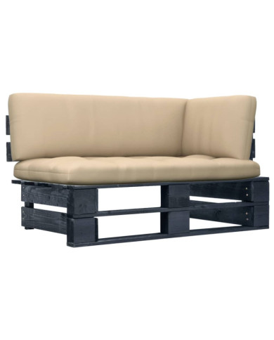 Canapé d'angle palette de jardin noir bois de pin imprégné | Mobilier & Déco