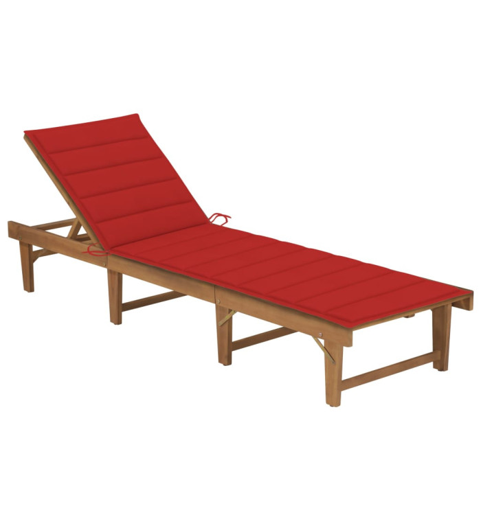 Chaise longue pliable avec coussin Bois d'acacia solide | Mobilier & Déco