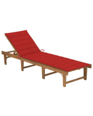 Chaise longue pliable avec coussin Bois d'acacia solide | Mobilier & Déco
