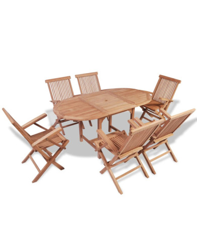 Ensemble à manger d'extérieur 7 pcs Bois de teck solide | Mobilier & Déco