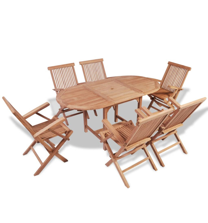 Ensemble à manger d'extérieur 7 pcs Bois de teck solide | Mobilier & Déco