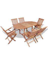 Ensemble à manger d'extérieur 7 pcs Bois de teck solide | Mobilier & Déco