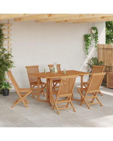 Ensemble de salle à manger de jardin 7 pièces en bois massif de teck | Mobilier & Déco
