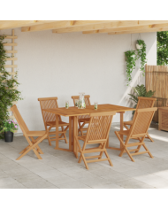 Ensemble de salle à manger de jardin 7 pièces en bois massif de teck | Mobilier & Déco