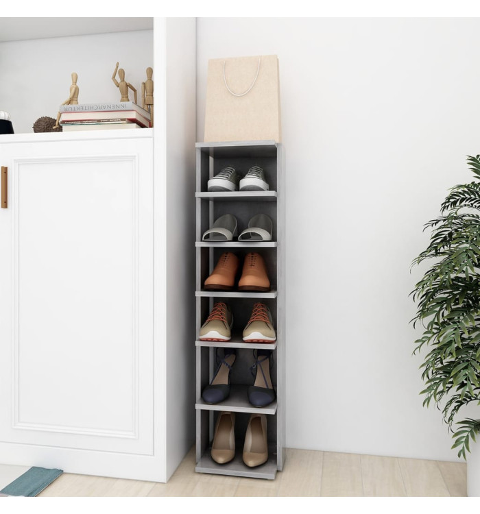 Armoire à chaussures Gris béton 27,5x27x102cm Bois d'ingénierie | Mobilier & Déco