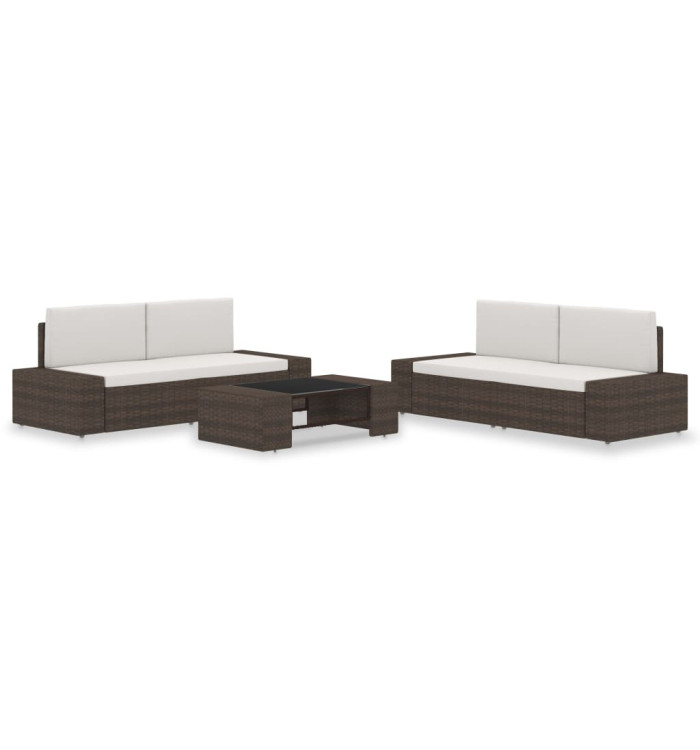 Salon de jardin 5 pcs Résine tressée Marron | Mobilier & Déco