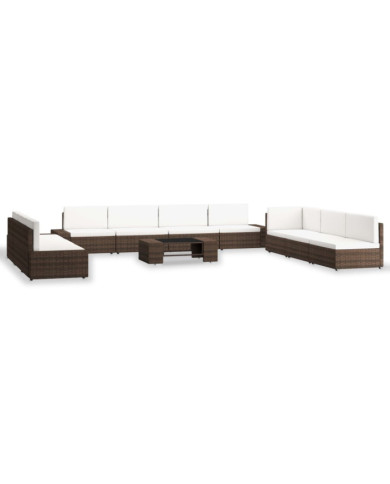 Salon de jardin 10 pcs Résine tressée Marron | Mobilier & Déco