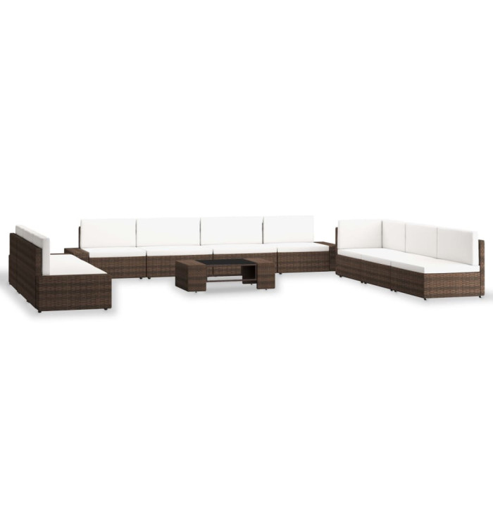 Salon de jardin 10 pcs Résine tressée Marron | Mobilier & Déco