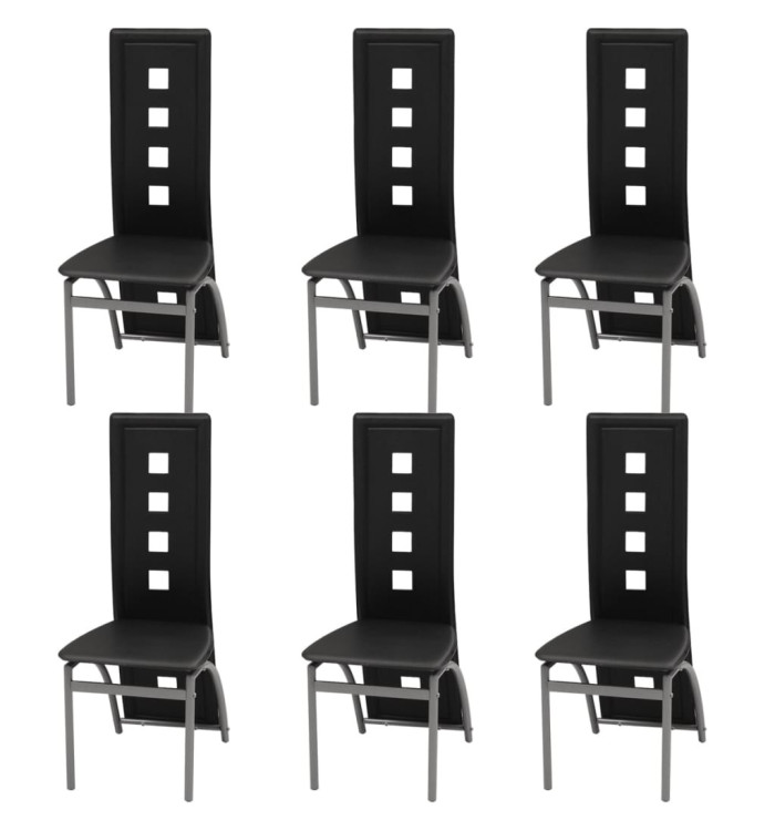 Chaises à manger lot de 6 noir similicuir | Mobilier & Déco