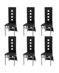 Chaises à manger lot de 6 noir similicuir | Mobilier & Déco