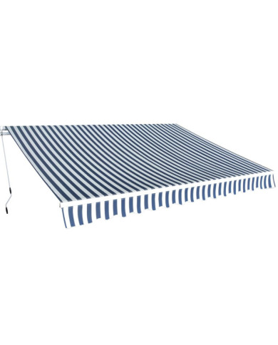 Auvent pliable manuel 350 cm Bleu/blanc | Mobilier & Déco