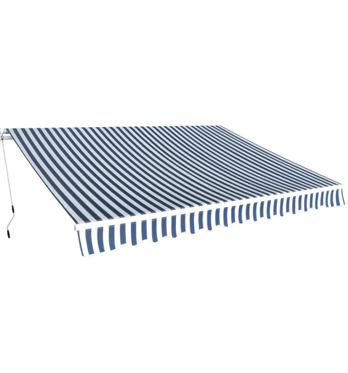 Auvent pliable manuel 350 cm Bleu/blanc | Mobilier & Déco