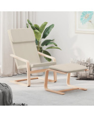 Chaise de relaxation avec repose-pied Crème Tissu | Mobilier & Déco