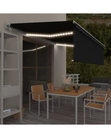Auvent automatique store capteur de vent et LED 5x3m Anthracite | Mobilier & Déco