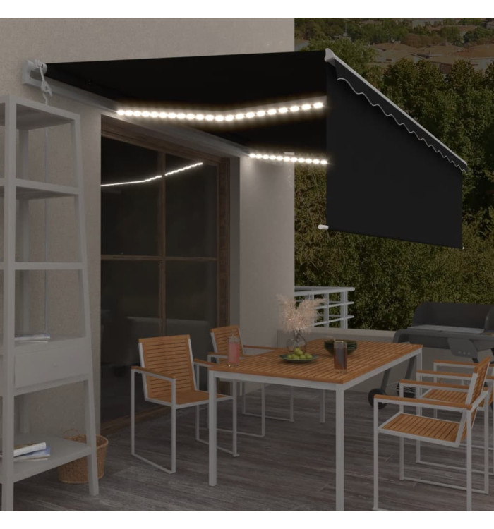 Auvent automatique store capteur de vent et LED 5x3m Anthracite | Mobilier & Déco