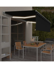 Auvent automatique store capteur de vent et LED 5x3m Anthracite | Mobilier & Déco