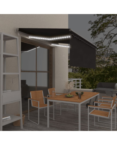 Auvent automatique store capteur de vent LED 3x2,5 m Anthracite | Mobilier & Déco