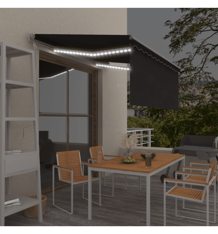 Auvent automatique store capteur de vent LED 3x2,5 m Anthracite | Mobilier & Déco