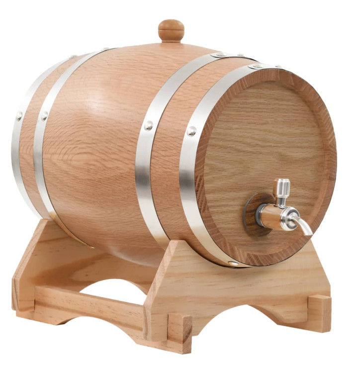 Tonneau à vin avec robinet Chêne massif 6 L | Mobilier & Déco