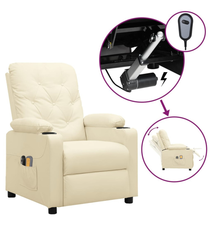 Fauteuil de massage électrique Crème Similicuir | Mobilier & Déco