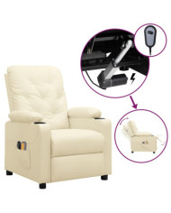 Fauteuil de massage électrique Crème Similicuir | Mobilier & Déco