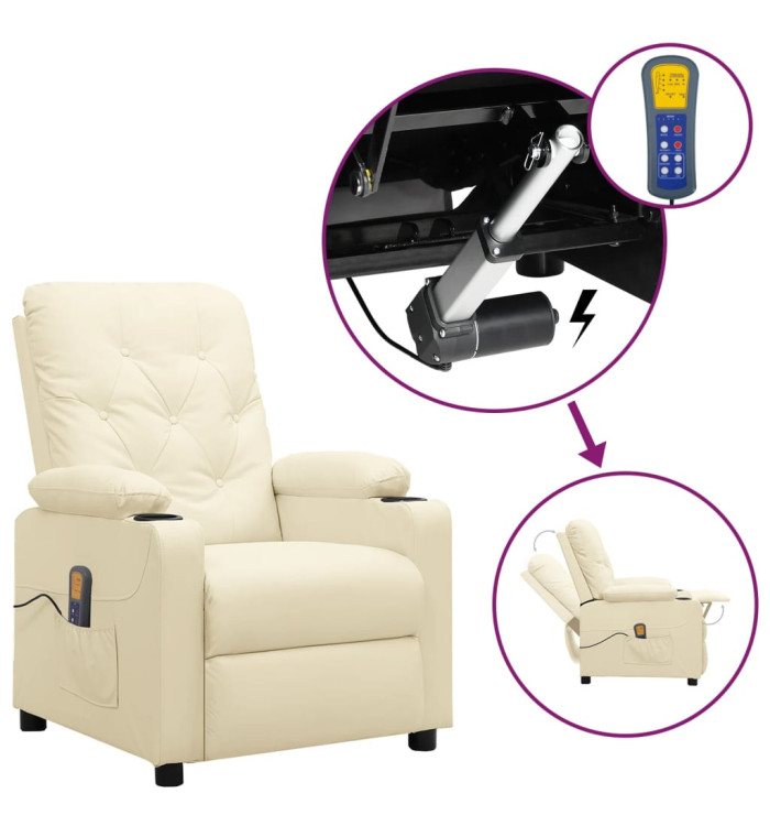 Fauteuil de massage Crème Similicuir | Mobilier & Déco