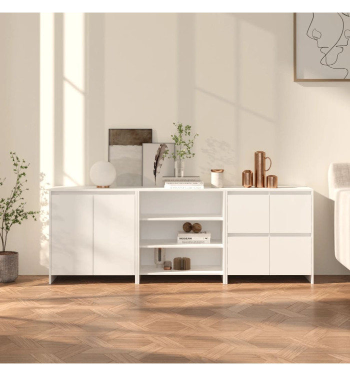 Buffets 3 pcs Blanc Bois d'ingénierie | Mobilier & Déco