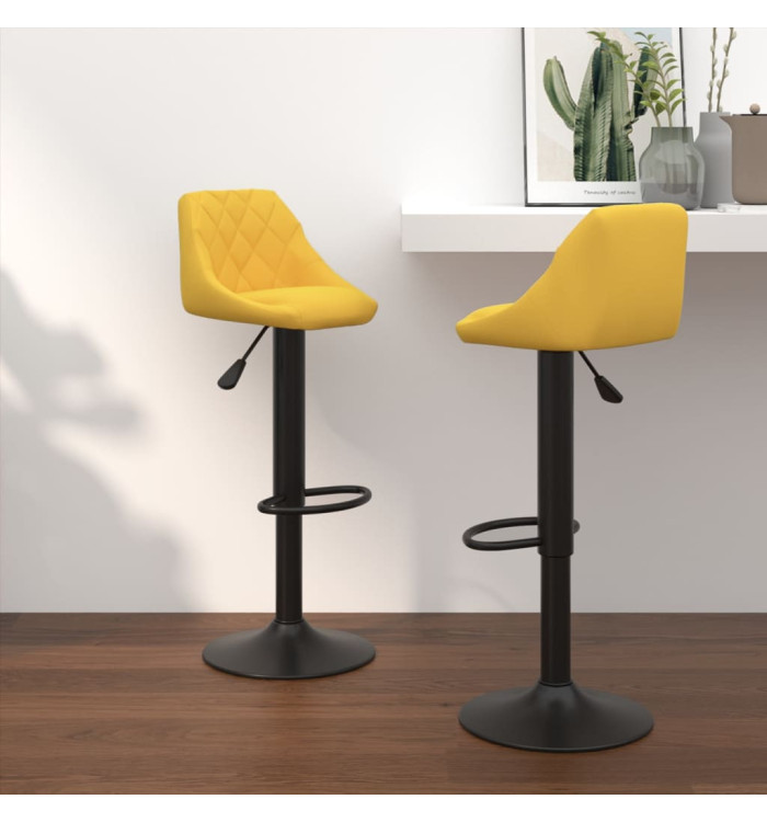 Tabourets de bar lot de 2 jaune moutarde velours | Mobilier & Déco