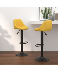 Tabourets de bar lot de 2 jaune moutarde velours | Mobilier & Déco