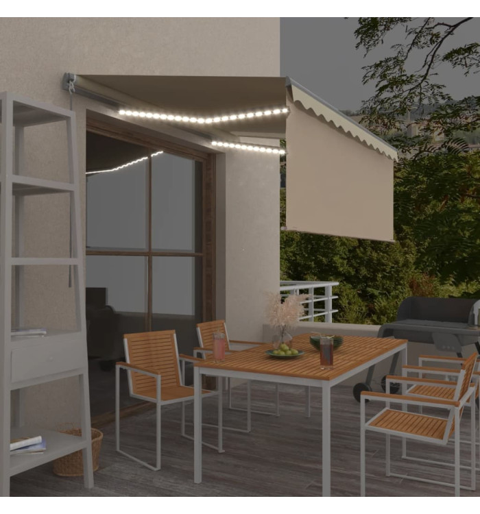 Auvent manuel rétractable avec store et LED 3x2,5 m Crème | Mobilier & Déco
