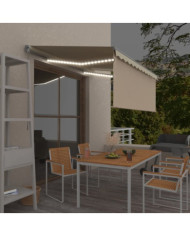 Auvent manuel rétractable avec store et LED 3x2,5 m Crème | Mobilier & Déco