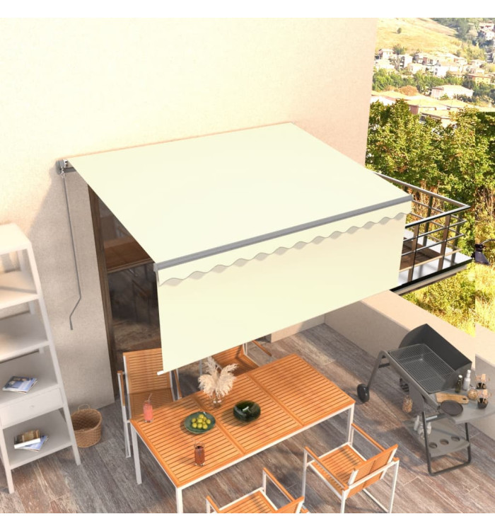 Auvent manuel rétractable avec store 3x2,5 m Crème | Mobilier & Déco