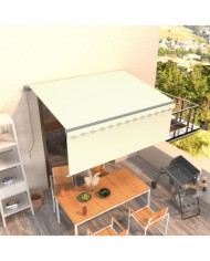 Auvent manuel rétractable avec store 3x2,5 m Crème | Mobilier & Déco