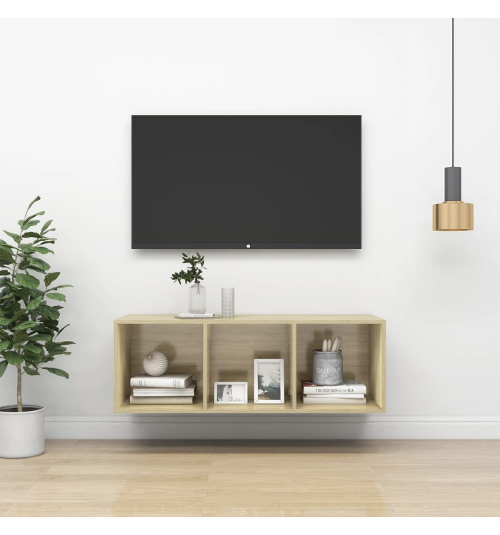 Meuble TV mural Chêne sonoma 37x37x107 cm Bois d’ingénierie | Mobilier & Déco