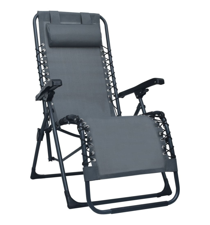 Chaise pliable de terrasse Gris Textilène | Mobilier & Déco